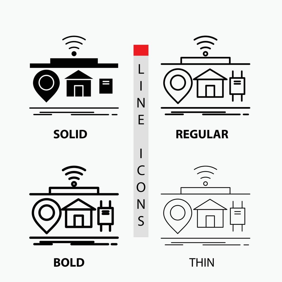 iot artilugio. Internet. de. icono de cosas en fino. regular. línea en negrita y estilo de glifo. ilustración vectorial vector