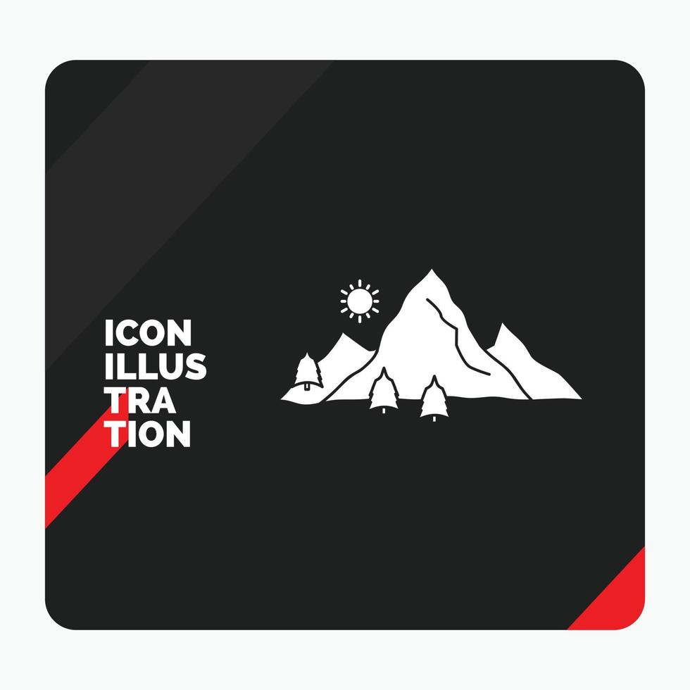 Red and Black Creative presentation Background for mountain. landscape. hill. nature. tree Glyph Icon vector