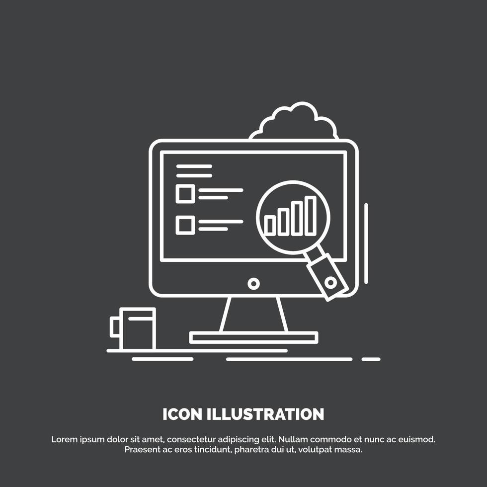 analytics. board. presentation. laptop. statistics Icon. Line vector symbol for UI and UX. website or mobile application