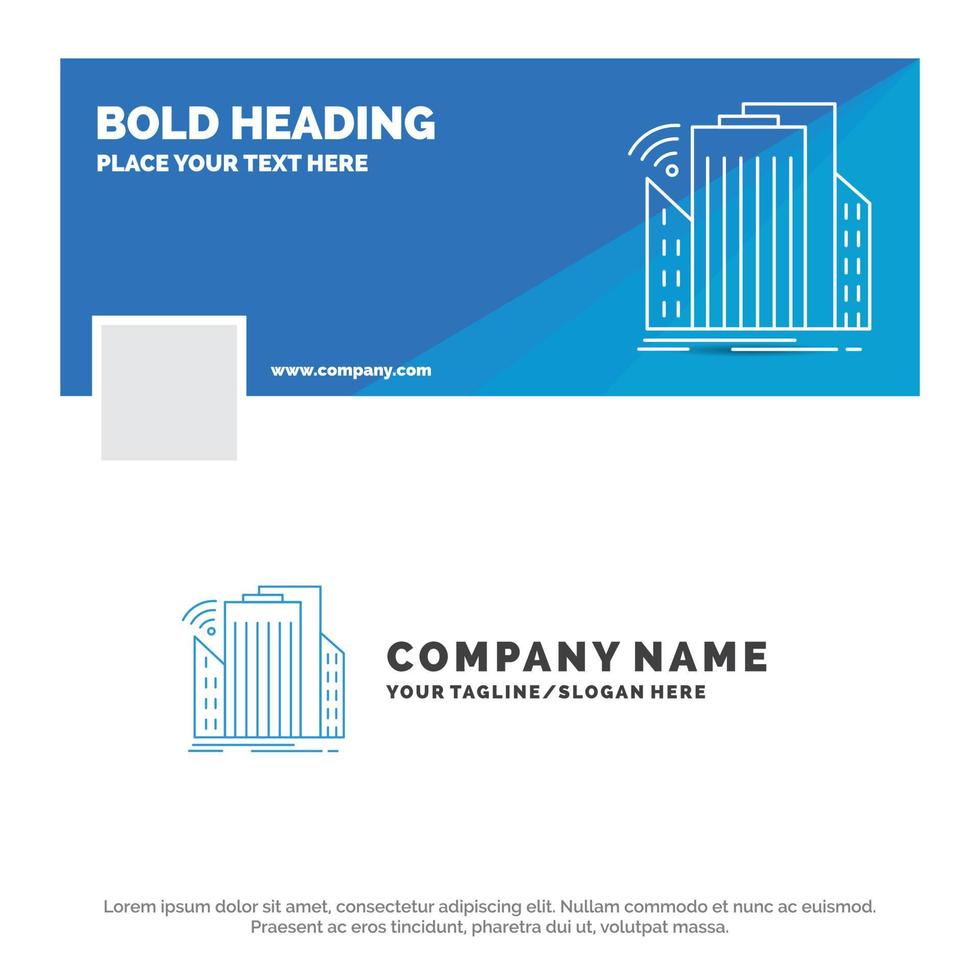 Blue Business Logo Template for Buildings. city. sensor. smart. urban. Facebook Timeline Banner Design. vector web banner background illustration