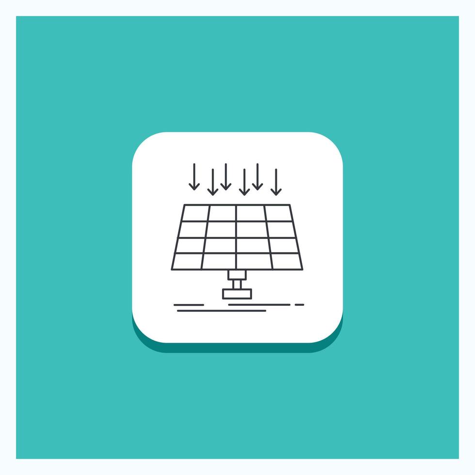Round Button for Solar. Panel. Energy. technology. smart city Line icon Turquoise Background vector