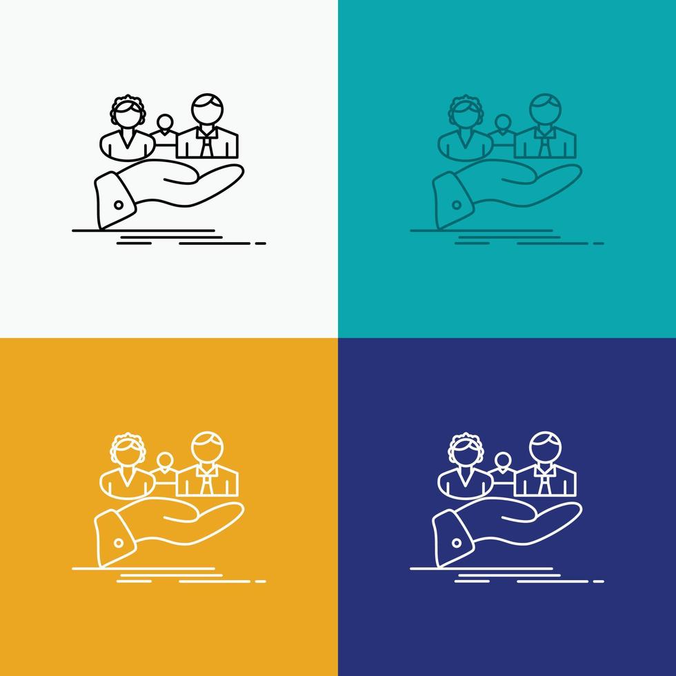 insurance. health. family. life. hand Icon Over Various Background. Line style design. designed for web and app. Eps 10 vector illustration