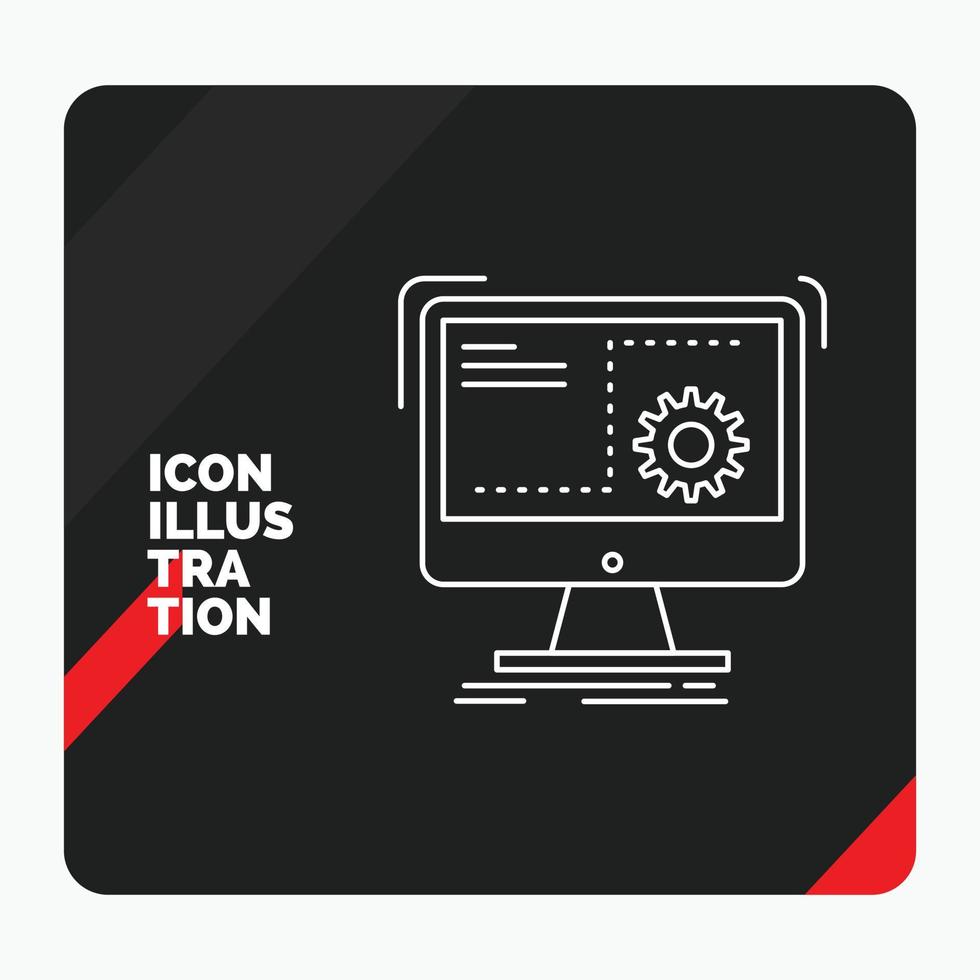 Red and Black Creative presentation Background for Command. computer. function. process. progress Line Icon vector