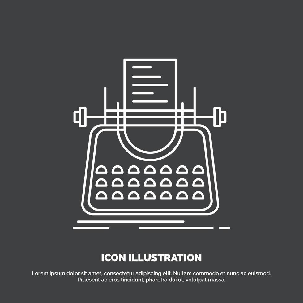 Article. blog. story. typewriter. writer Icon. Line vector symbol for UI and UX. website or mobile application