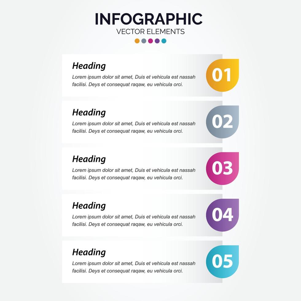 Simple stylish 5 Vertical Infographic template. vector