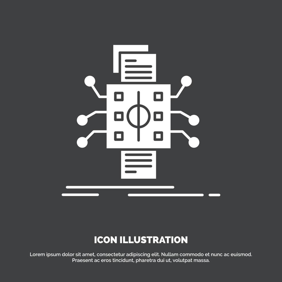 Analysis. data. datum. processing. reporting Icon. glyph vector symbol for UI and UX. website or mobile application