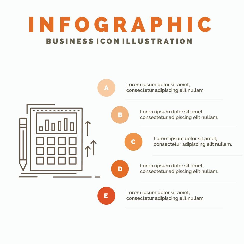 Accounting. audit. banking. calculation. calculator Infographics Template for Website and Presentation. Line Gray icon with Orange infographic style vector illustration
