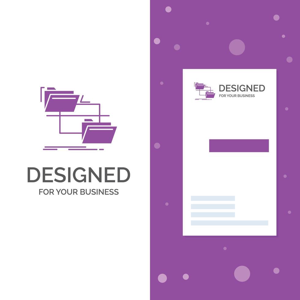 Business Logo for folder. file. management. move. copy. Vertical Purple Business .Visiting Card template. Creative background vector illustration
