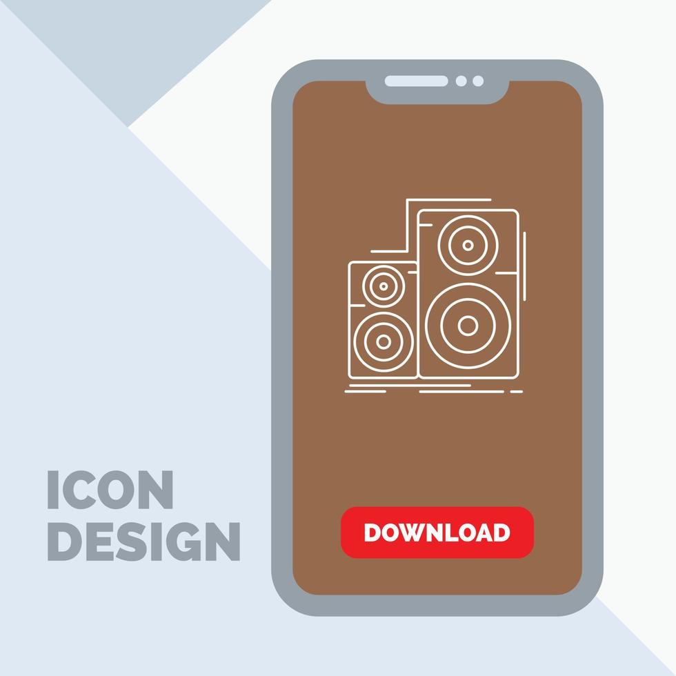 audio. de alta fidelidad. monitor. altavoz. icono de línea de estudio en el móvil para la página de descarga vector