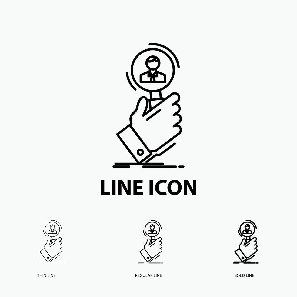 recruitment. search. find. human resource. people Icon in Thin. Regular and Bold Line Style. Vector illustration