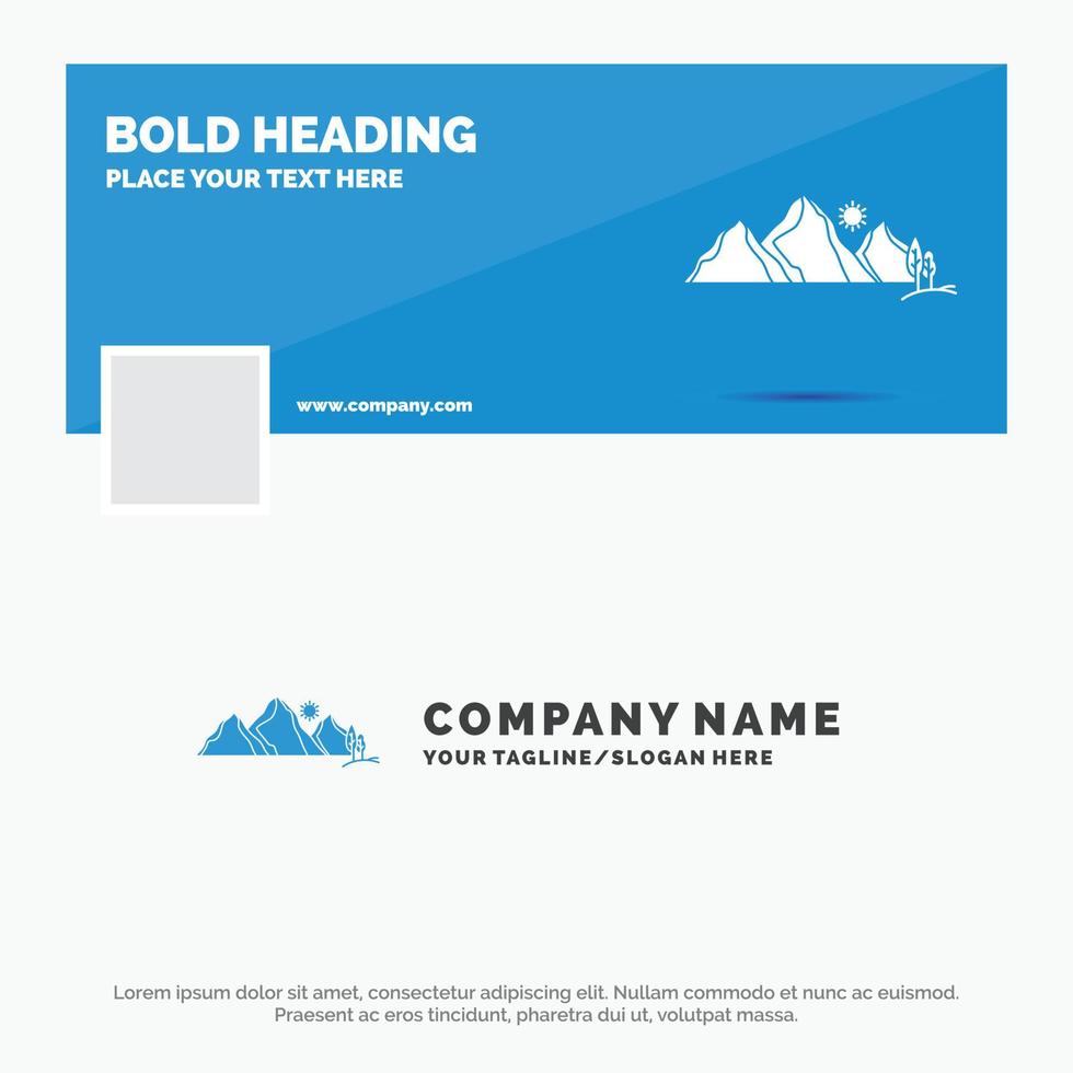 Blue Business Logo Template for hill. landscape. nature. mountain. scene. Facebook Timeline Banner Design. vector web banner background illustration