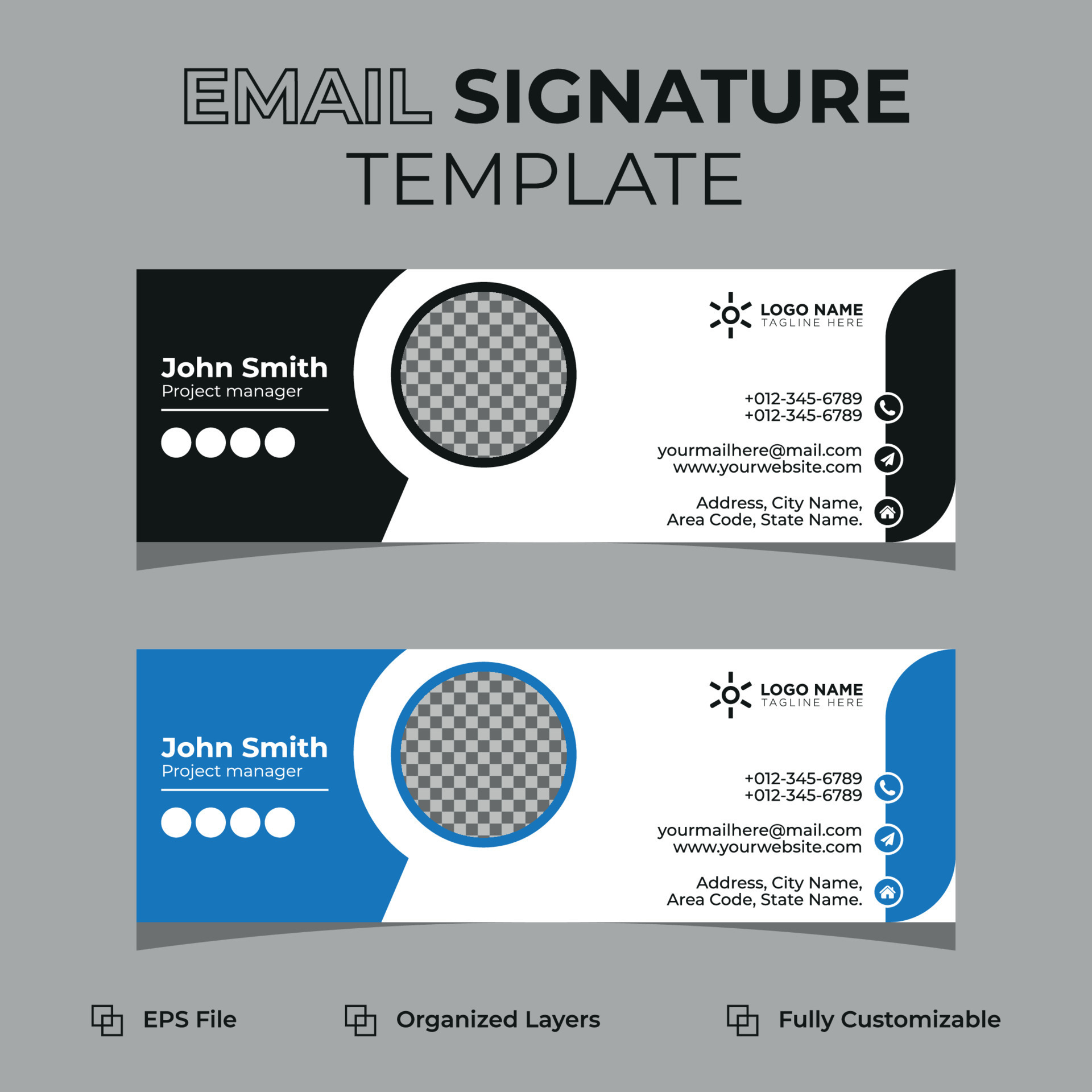 Corporate modern email signature or email footer and personal social ...