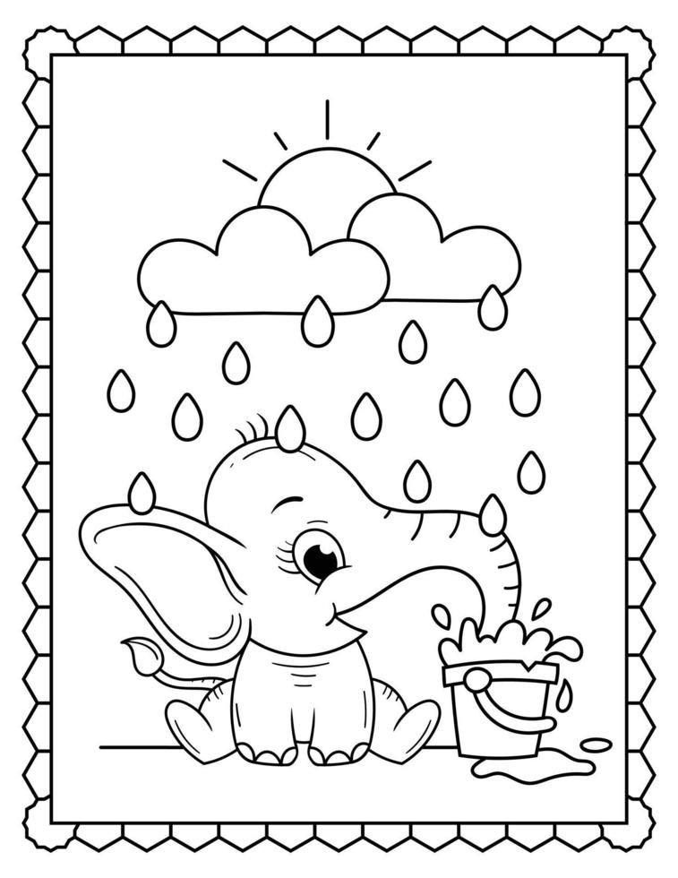 página para colorear de elefante bebé, arte de línea de elefante lindo. dibujo de arte de línea de elefante vector