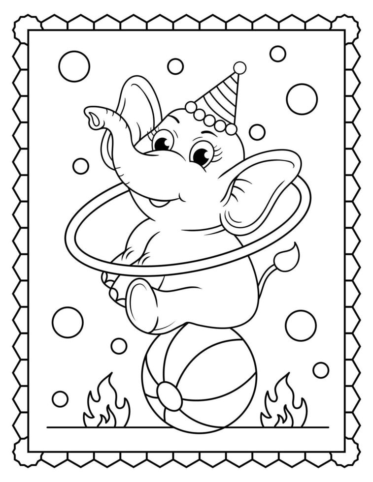 Baby Elephant Coloring Page, Cute elephant Line art. Elephant Line art Drawing vector