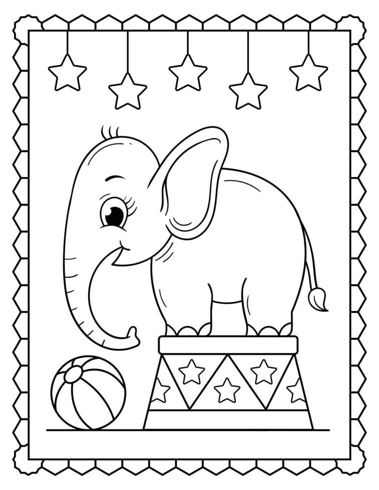 Baby Elephant Coloring Page, Cute elephant Line art. Elephant Line art Drawing vector