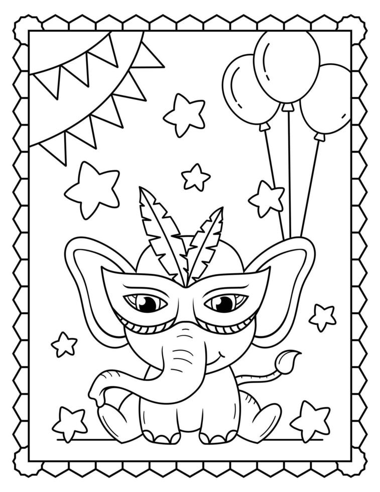 Baby Elephant Coloring Page, Cute elephant Line art. Elephant Line art Drawing vector