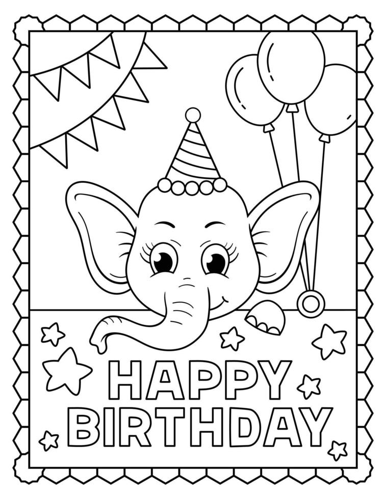 Baby Elephant Coloring Page, Cute elephant Line art. Elephant Line art Drawing vector