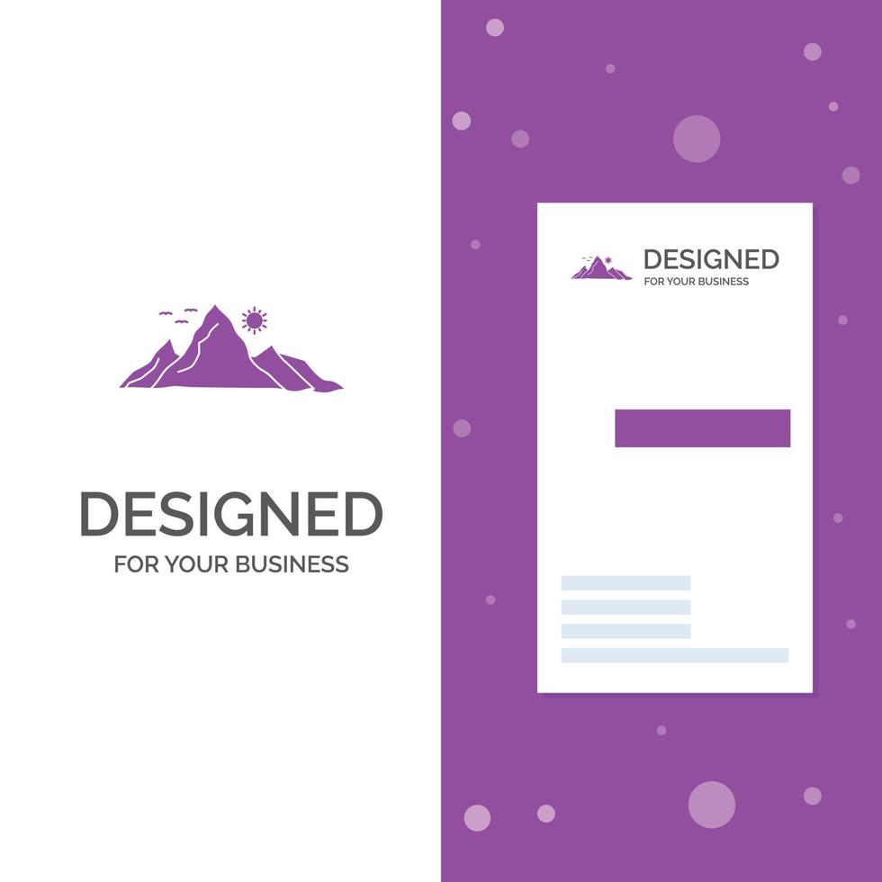 Business Logo for mountain. landscape. hill. nature. sun. Vertical Purple Business .Visiting Card template. Creative background vector illustration