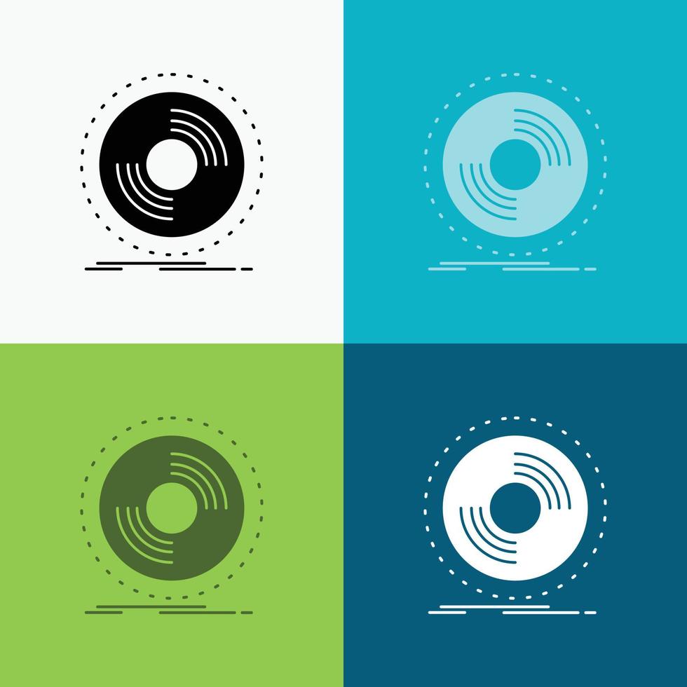 Disc. dj. phonograph. record. vinyl Icon Over Various Background. glyph style design. designed for web and app. Eps 10 vector illustration