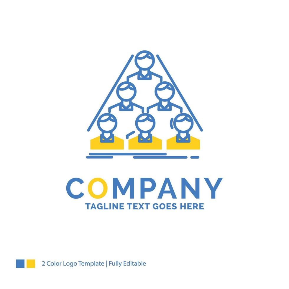 team. build. structure. business. meeting Blue Yellow Business Logo template. Creative Design Template Place for Tagline. vector