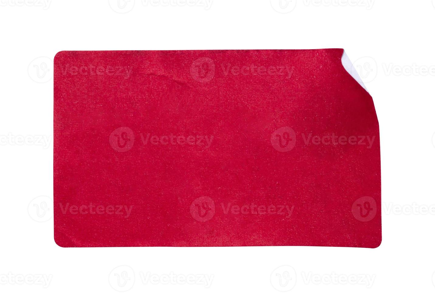 Red paper sticker label isolated on white background photo