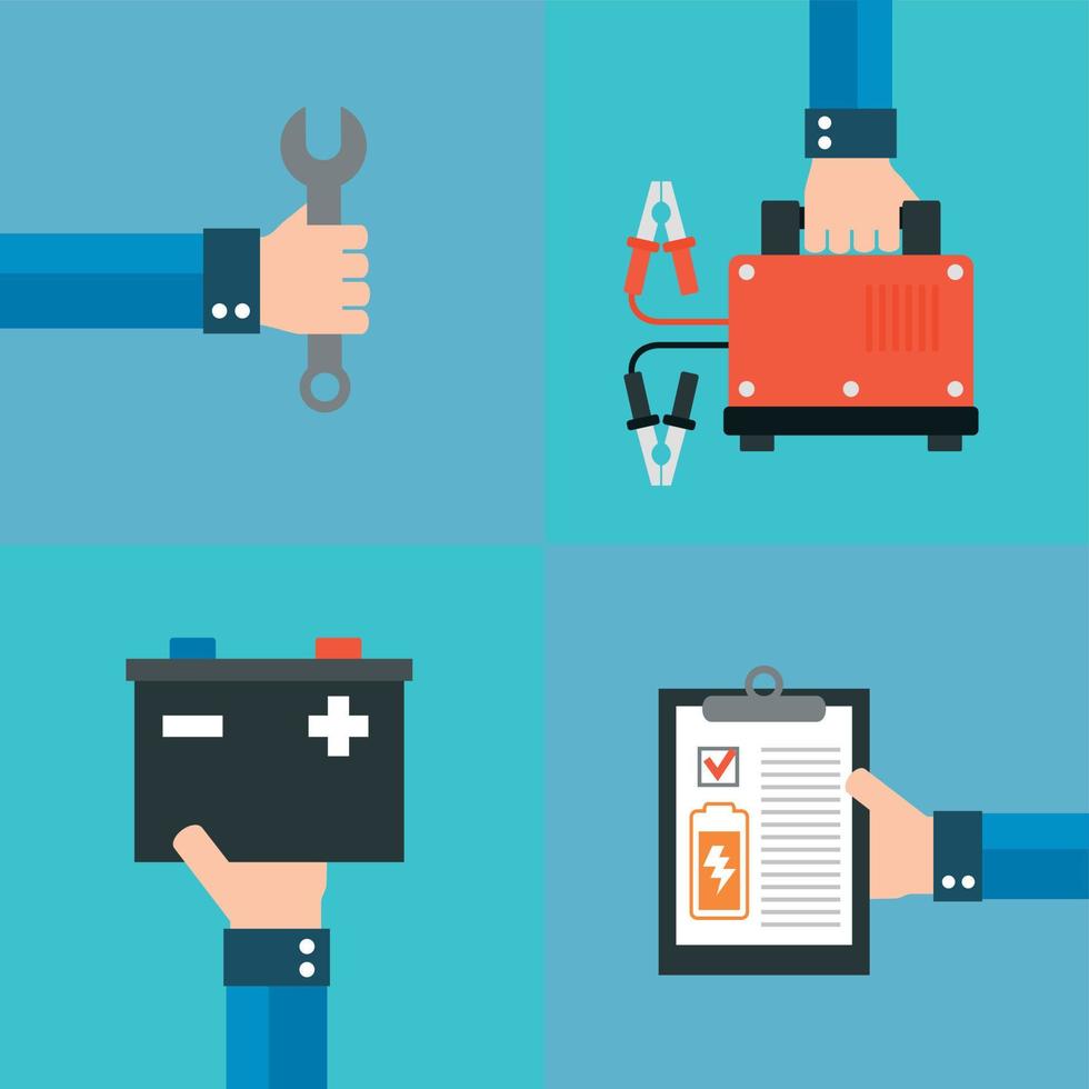 Car battery charger concept flat design vector