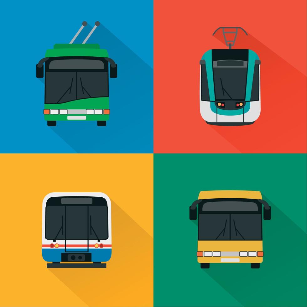 conjunto de transporte público urbano, plano de diseño de concepto moderno vector