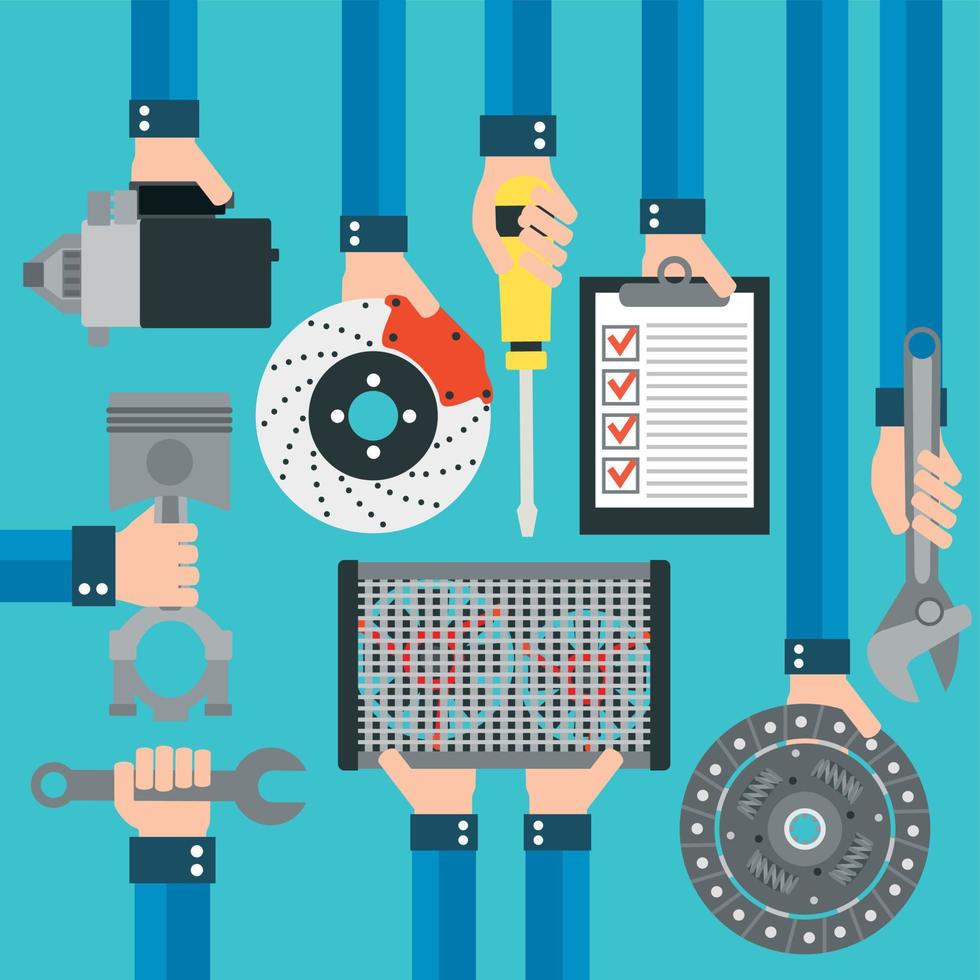 Car repairing equipment,service modern design  flat vector