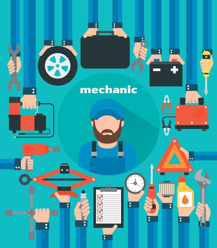 Mechanic car service modern design  flat vector