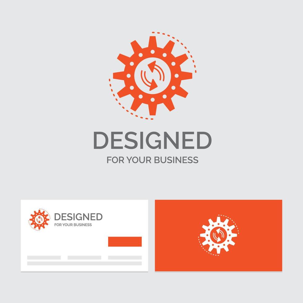 Business logo template for management. process. production. task. work. Orange Visiting Cards with Brand logo template. vector