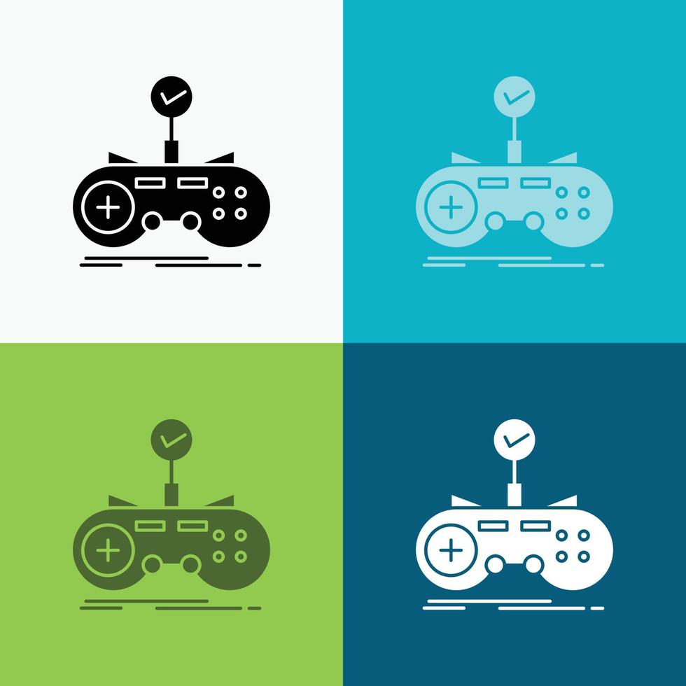 Check. controller. game. gamepad. gaming Icon Over Various Background. glyph style design. designed for web and app. Eps 10 vector illustration