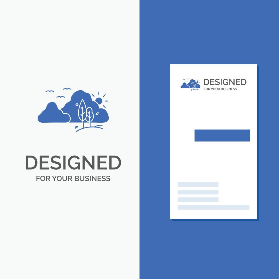 Business Logo for mountain. landscape. hill. nature. tree. Vertical Blue Business .Visiting Card template. vector