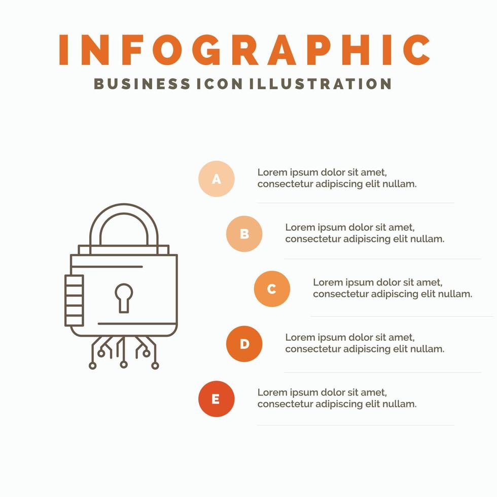 Security. cyber. lock. protection. secure Infographics Template for Website and Presentation. Line Gray icon with Orange infographic style vector illustration