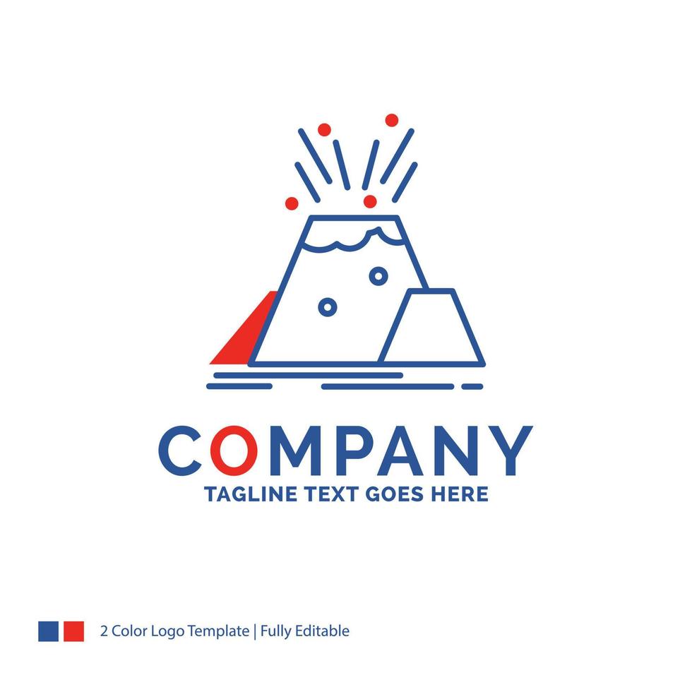 Company Name Logo Design For disaster. eruption. volcano. alert. safety. Blue and red Brand Name Design with place for Tagline. Abstract Creative Logo template for Small and Large Business. vector