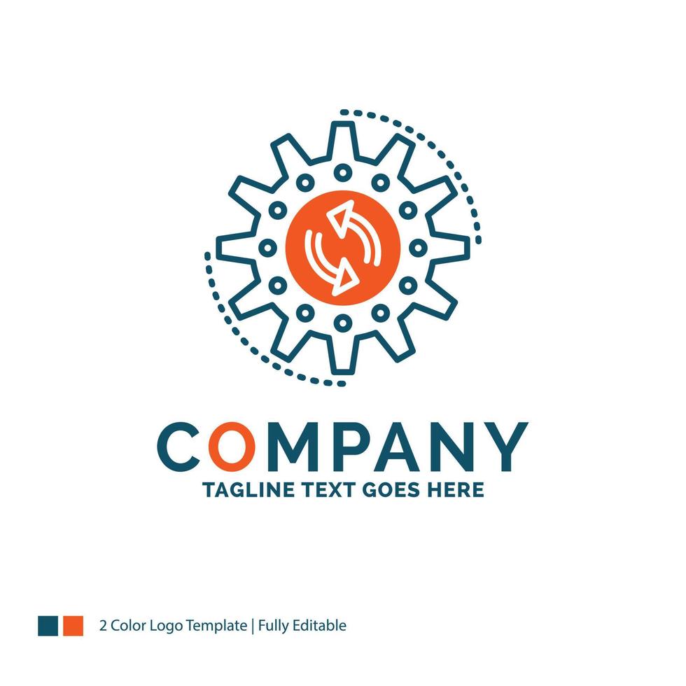 management. process. production. task. work Logo Design. Blue and Orange Brand Name Design. Place for Tagline. Business Logo template. vector