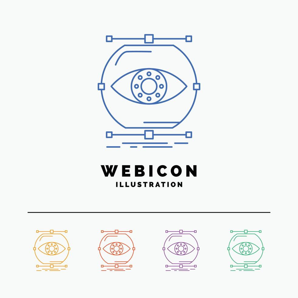 visualize. conception. monitoring. monitoring. vision 5 Color Line Web Icon Template isolated on white. Vector illustration
