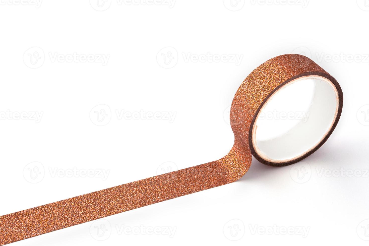 Rose Gold glitter tape roll on white background photo
