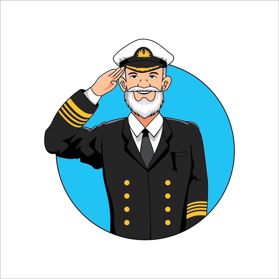 ilustración de diseño de capitán de barco. icono de dibujos animados de profesión, signo y símbolo. vector