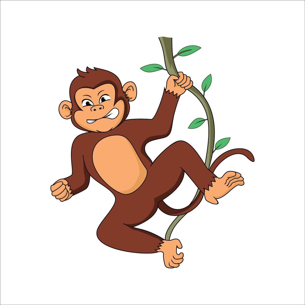 monkey cartoon design illustration. wild animal icon, sign and ...