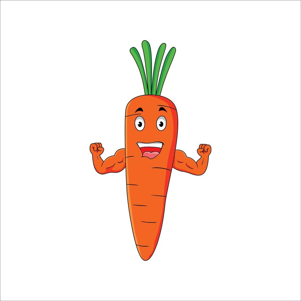 muscle carrot cartoon design illustration. vegetable mascot vector. nature icon, sign and symbol. vector