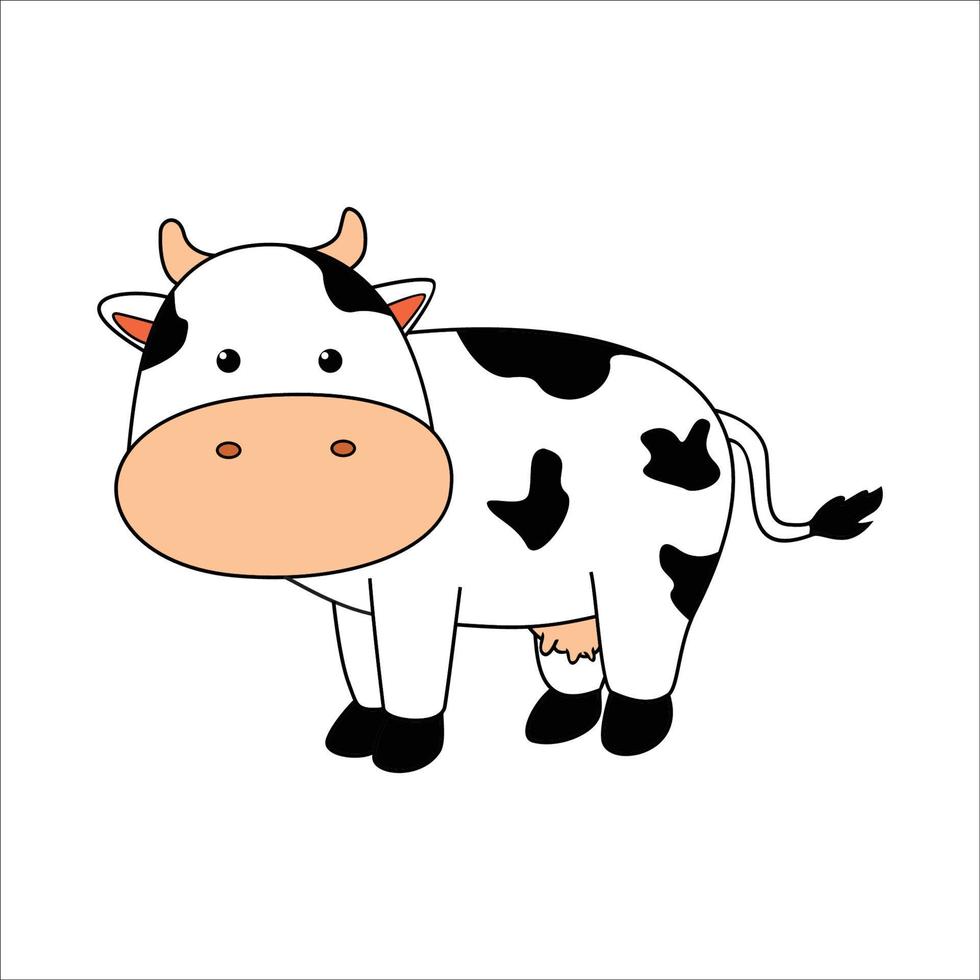 ilustración de diseño de dibujos animados de vaca. signo y símbolo de icono de animales de granja. vector
