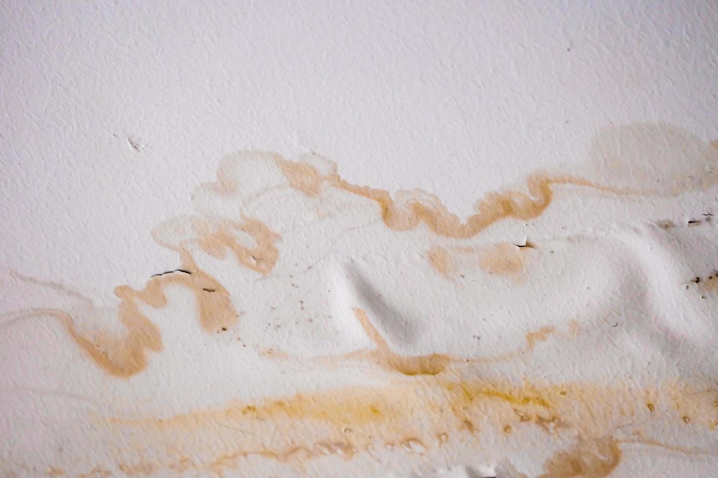 Water damaged ceiling roof, brown stain, office building photo