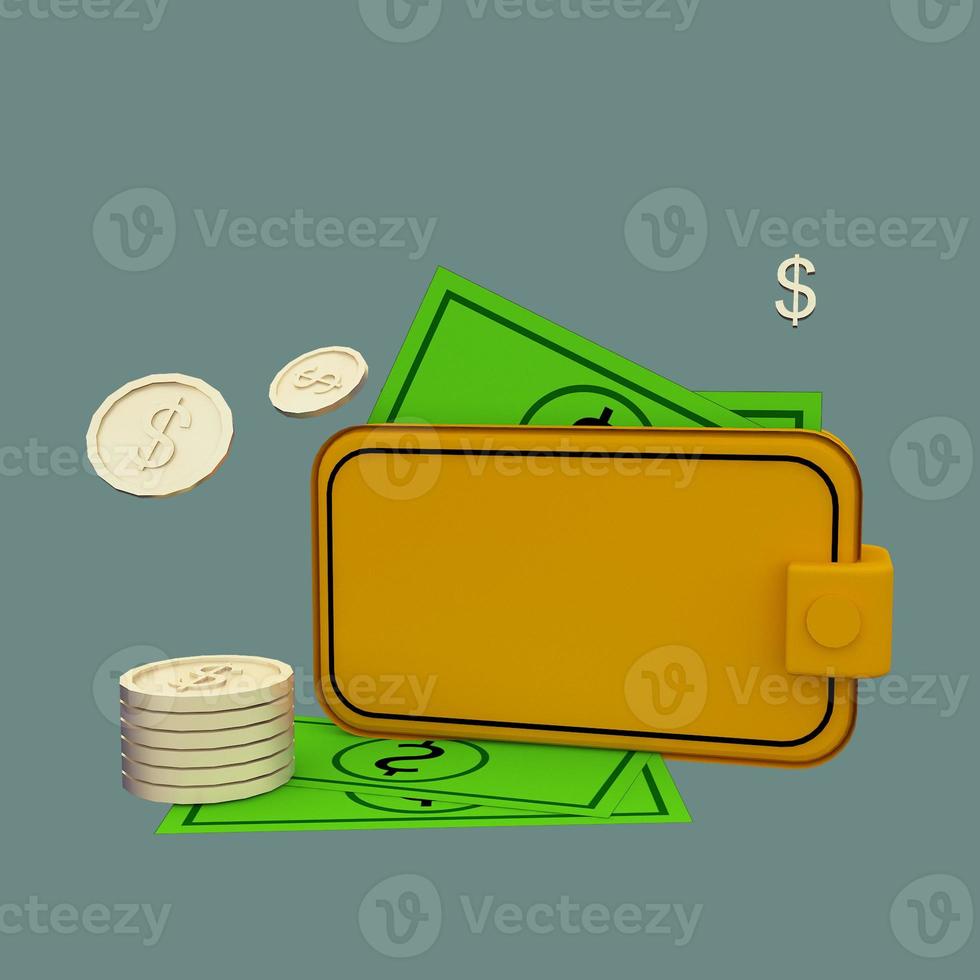 3D rendering icon symbol wallet and financial photo