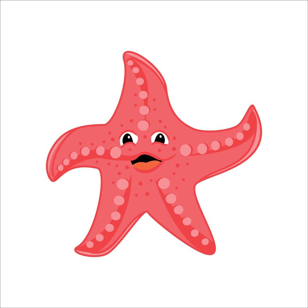 ilustración de diseño de dibujos animados de estrellas de mar. icono, signo y símbolo de animales acuáticos. vector