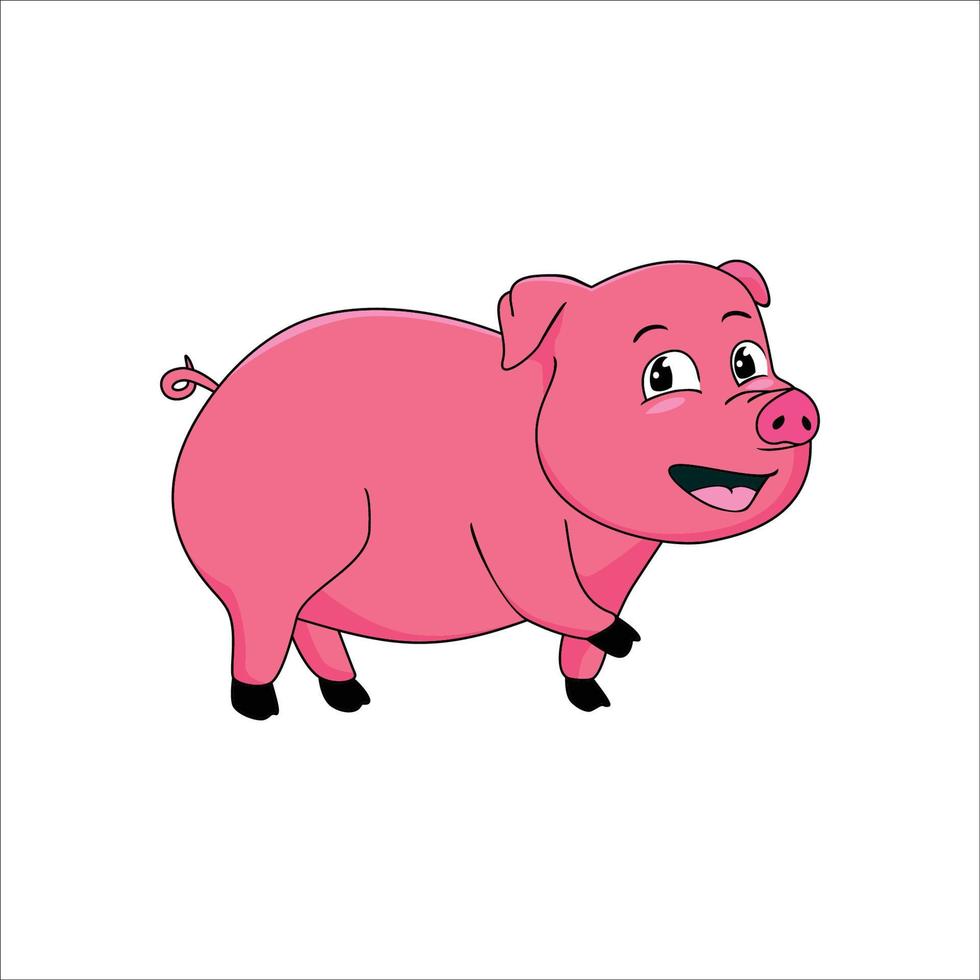 ilustración de diseño de dibujos animados de cerdo. lindo icono, signo y símbolo de animales de granja. vector