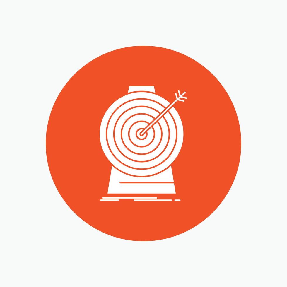 Aim. focus. goal. target. targeting White Glyph Icon in Circle. Vector Button illustration