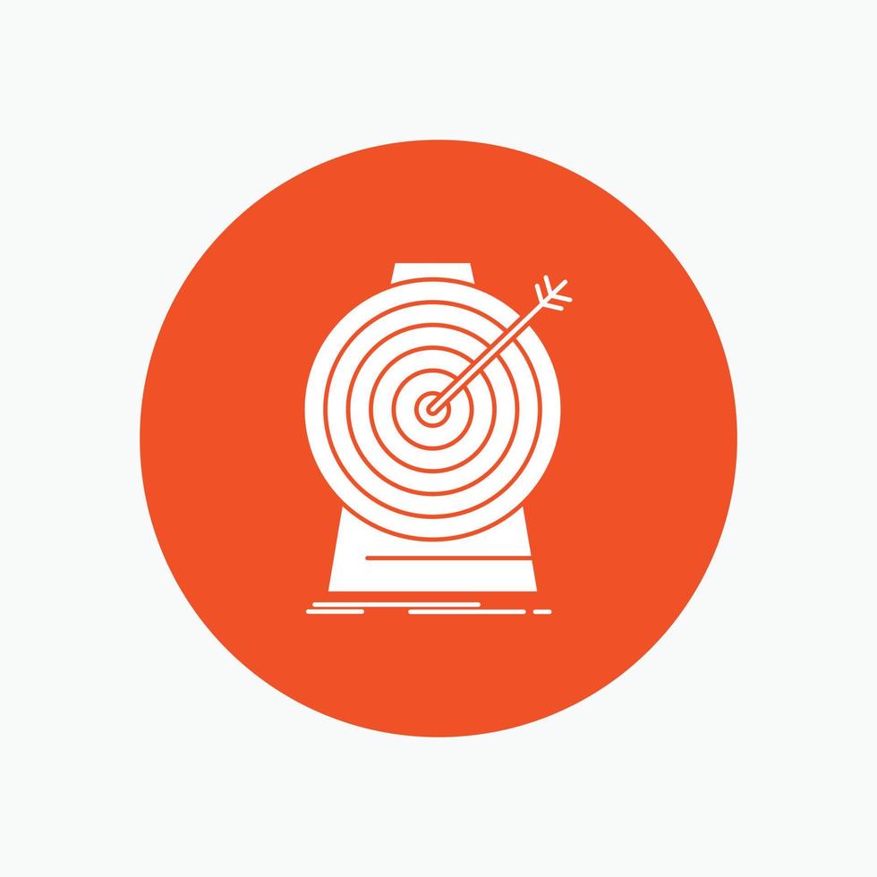 Aim. focus. goal. target. targeting White Glyph Icon in Circle. Vector Button illustration