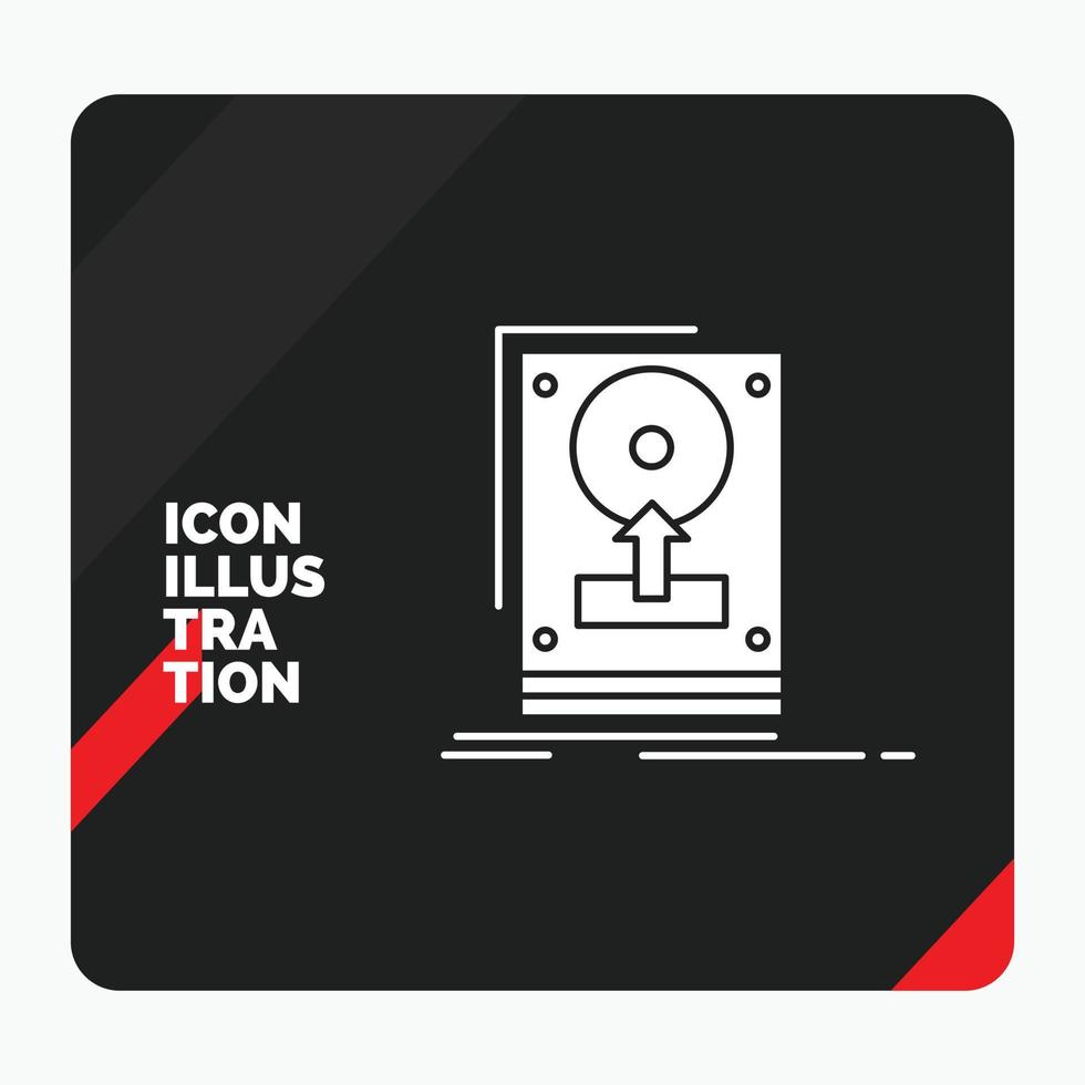 fondo de presentación creativa rojo y negro para instalar. conducir. disco duro ahorrar. cargar icono de glifo vector