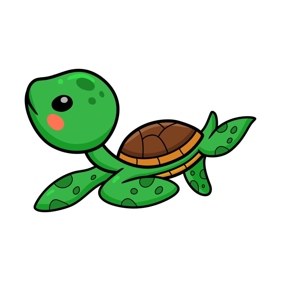 linda pequeña tortuga de dibujos animados nadando vector