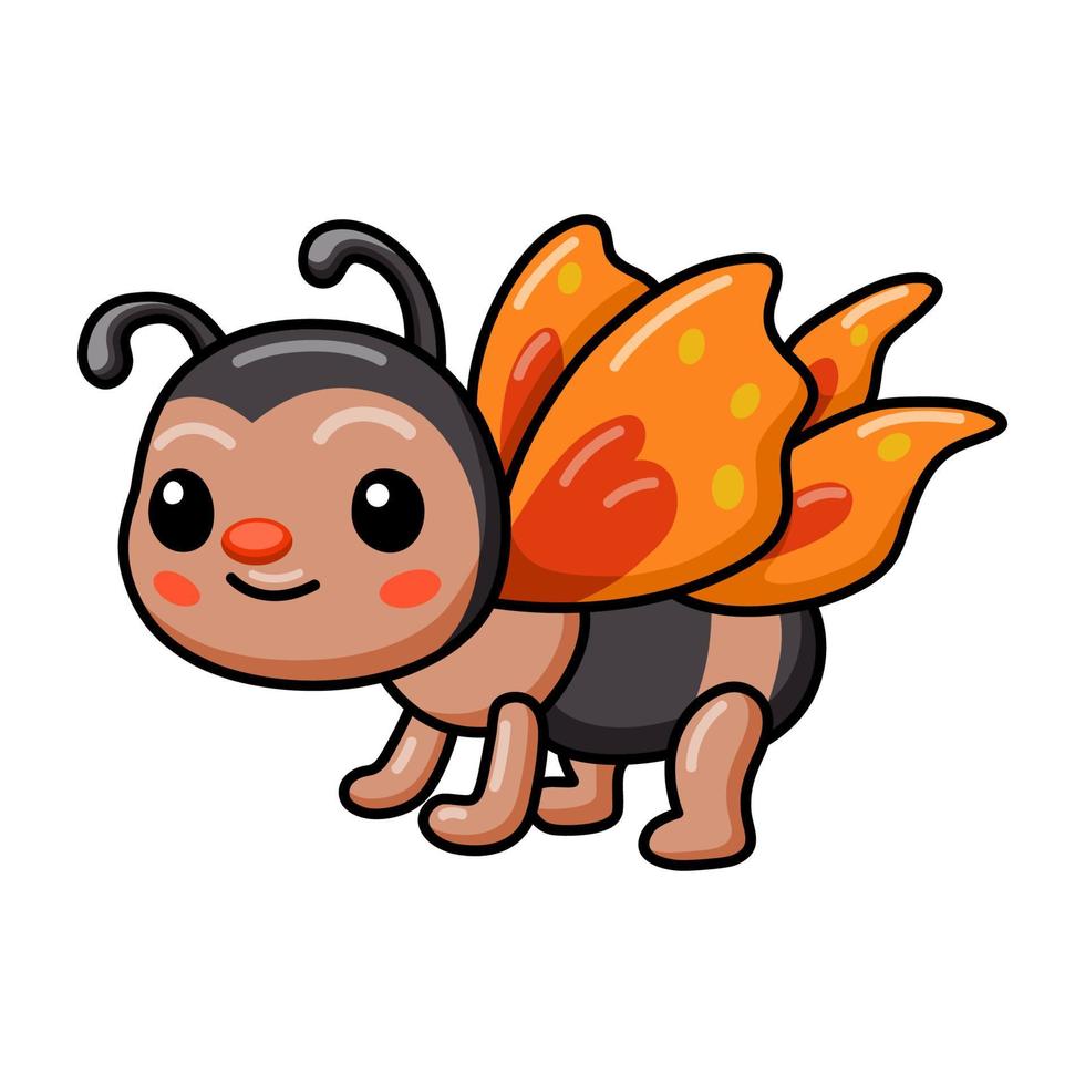 Cute little butterfly cartoon posing vector